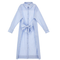 Philosophy White/Blue Poplin Shirt Dress