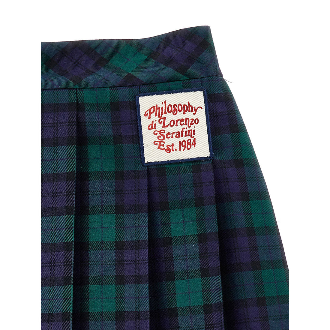 Philosophy Green Check Pleated Skirt