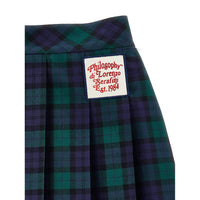 Philosophy Green Check Pleated Skirt