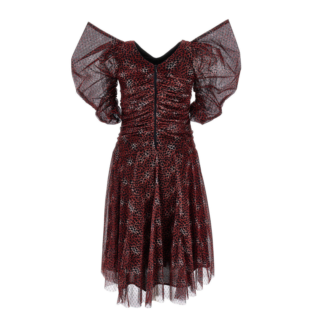 Philosophy Maroon All Over Print Tulle Dress