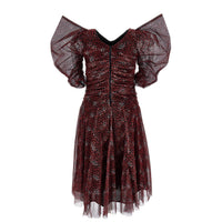 Philosophy Maroon All Over Print Tulle Dress
