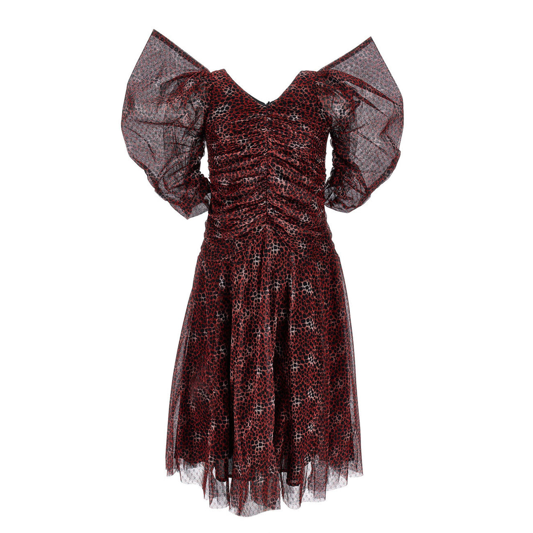 Philosophy Maroon All Over Print Tulle Dress