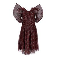 Philosophy Maroon All Over Print Tulle Dress