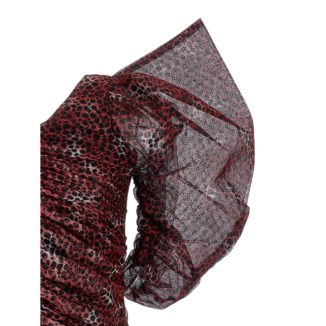 Philosophy Maroon All Over Print Tulle Dress