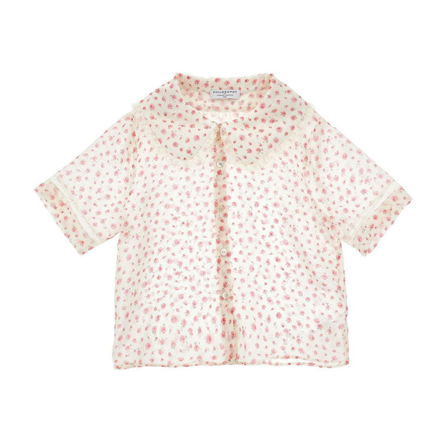 Philosophy Pink Small Rose Button Up Blouse
