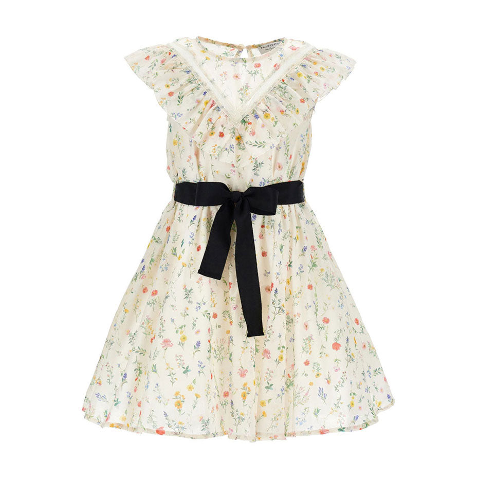 Philosophy Off White Sleeveless Ruffle Belt Dress