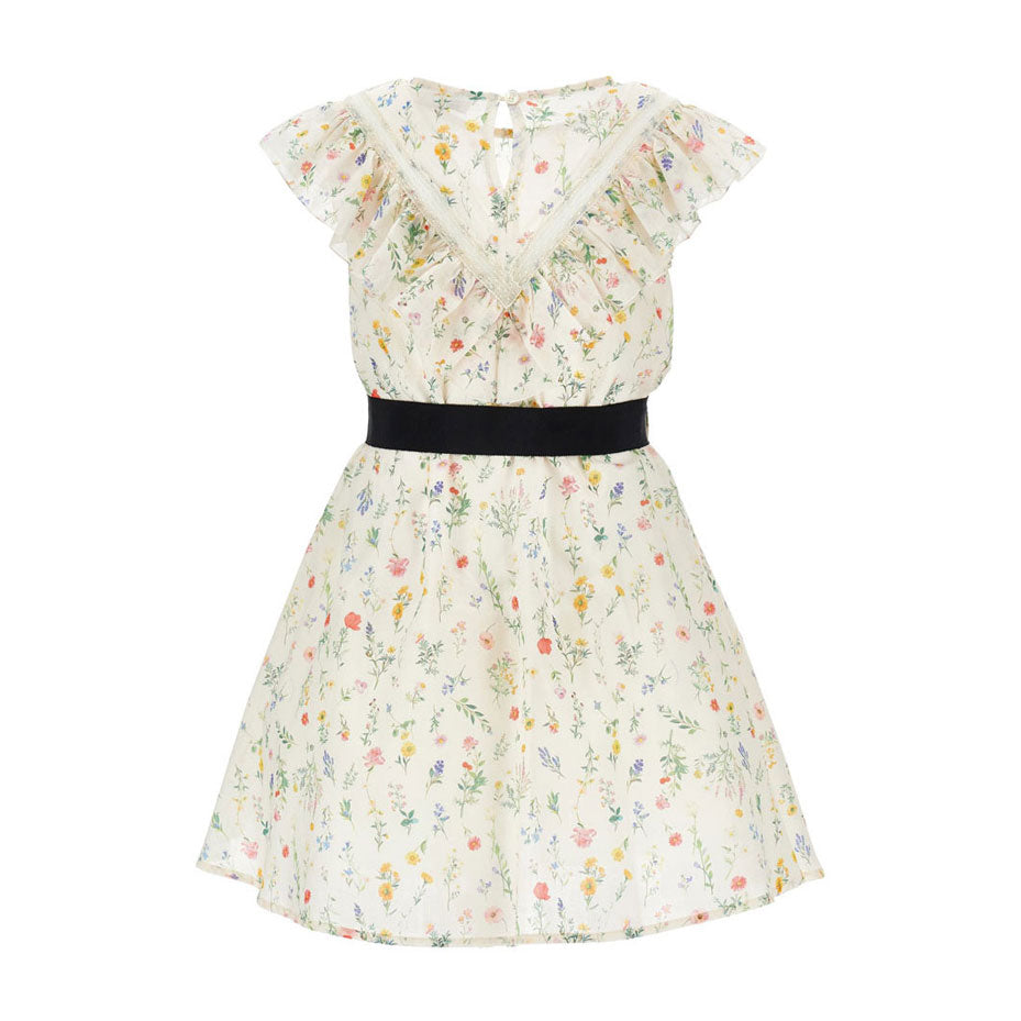 Philosophy Off White Sleeveless Ruffle Belt Dress