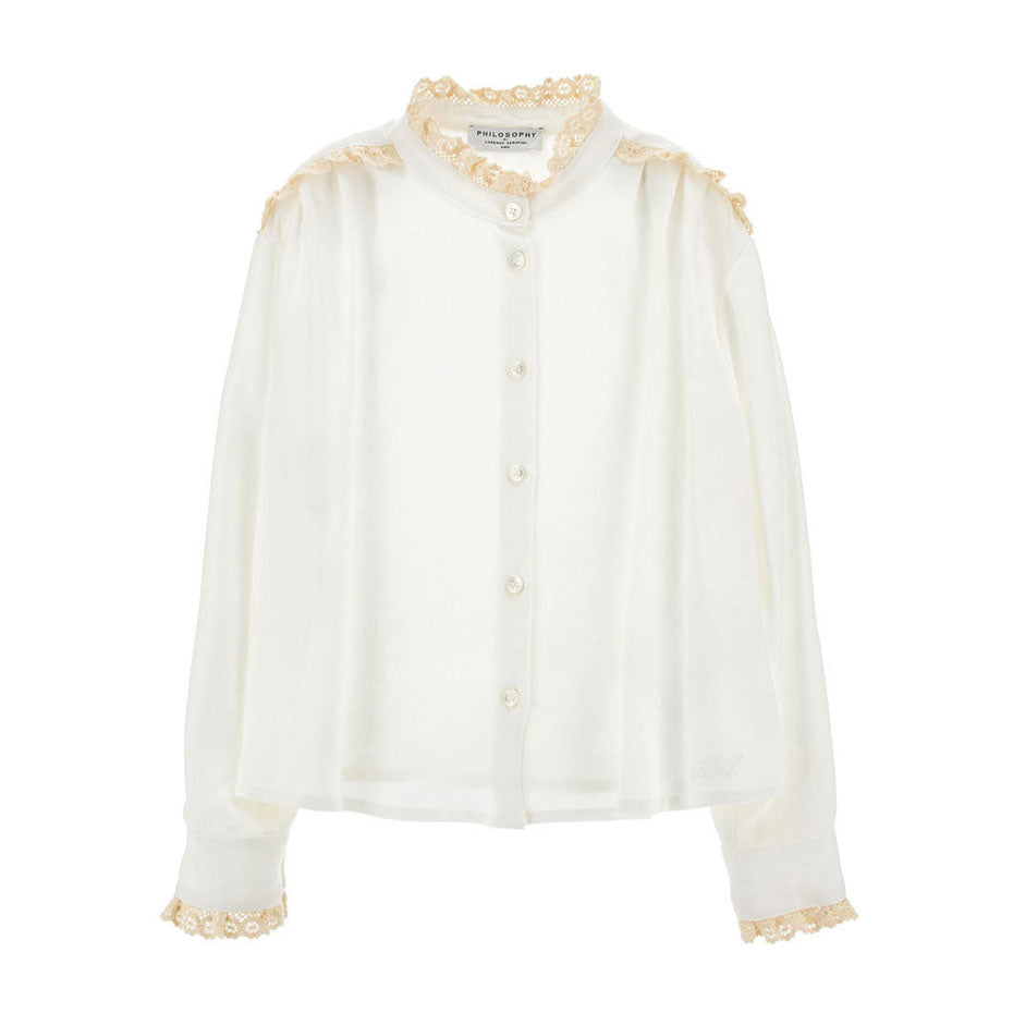 Philosophy White Lace Trim Blouse