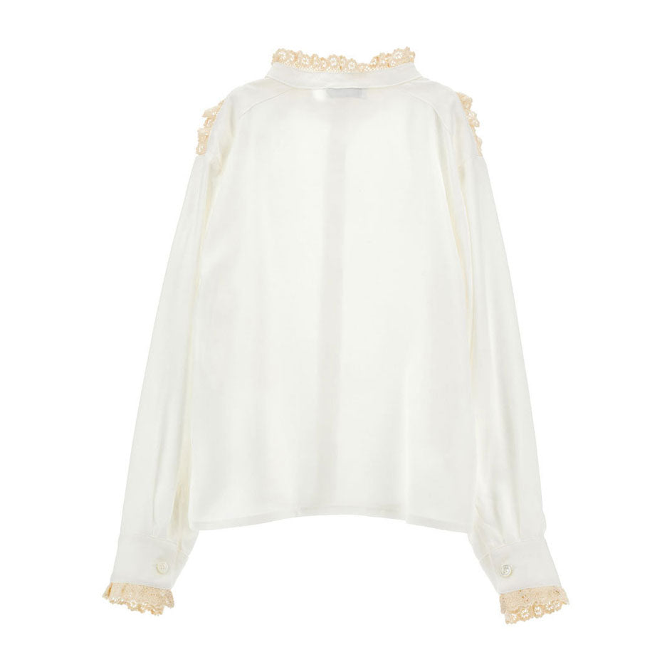 Philosophy White Lace Trim Blouse