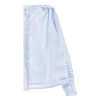 Philosophy White/Blue Ruffle Trim Blouse