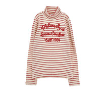 Philosophy Red/Pink Stripe Logo Turtleneck