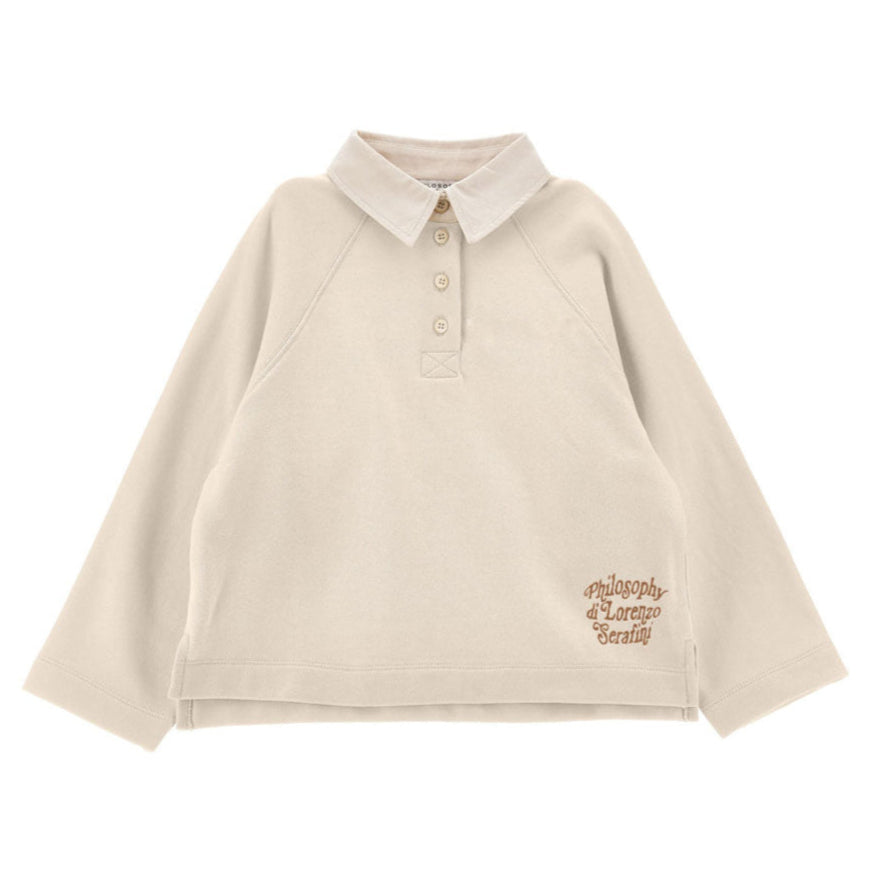 Philosophy Cream Long Sleeve Polo Sweatshirt