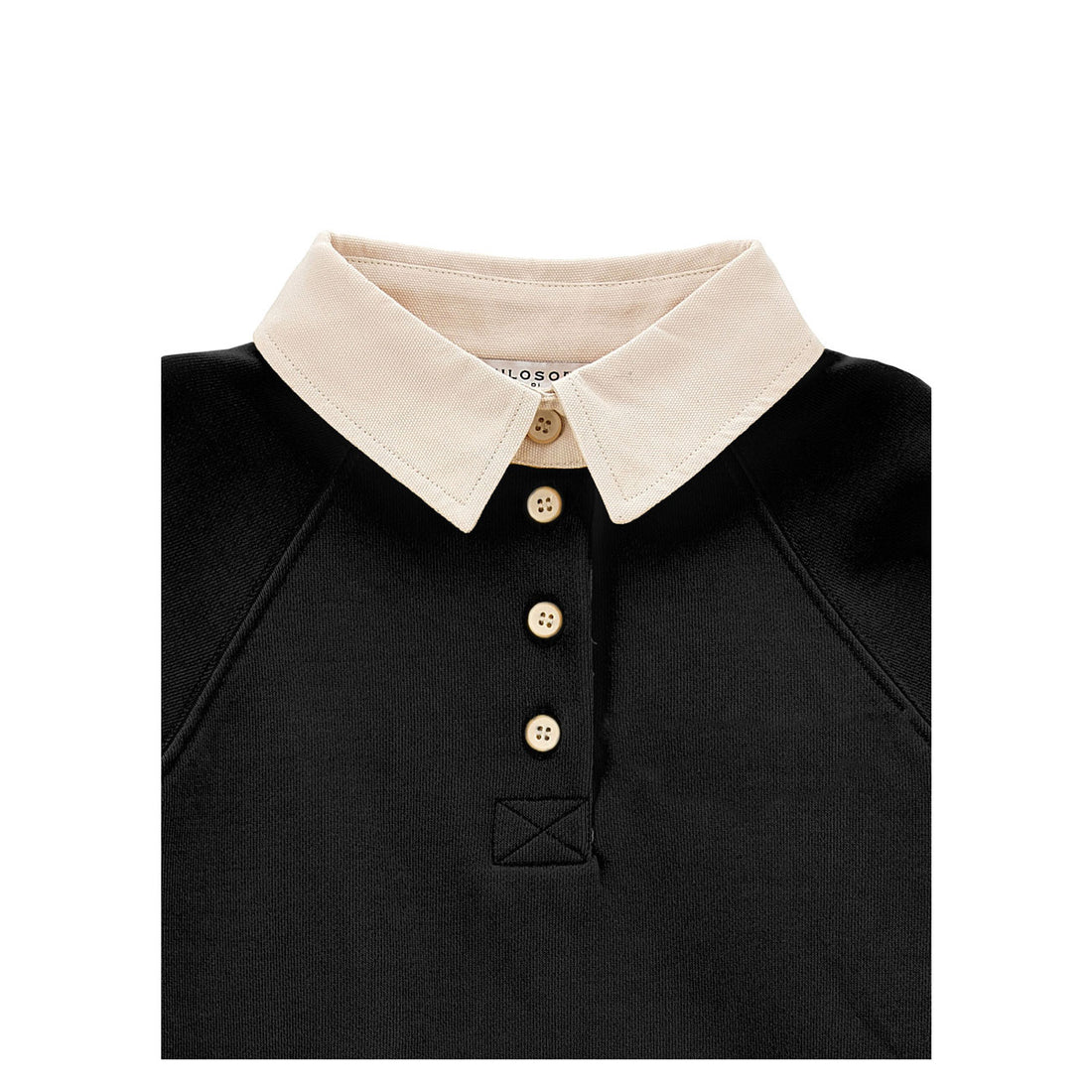 Philosophy Black Long Sleeve Polo Sweatshirt