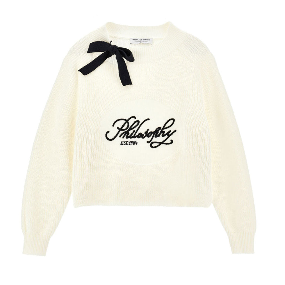 Philosophy Cream Long Sleeve Pullover With Bow