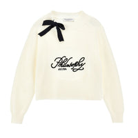 Philosophy Cream Long Sleeve Pullover With Bow