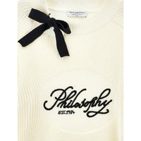 Philosophy Cream Long Sleeve Pullover With Bow
