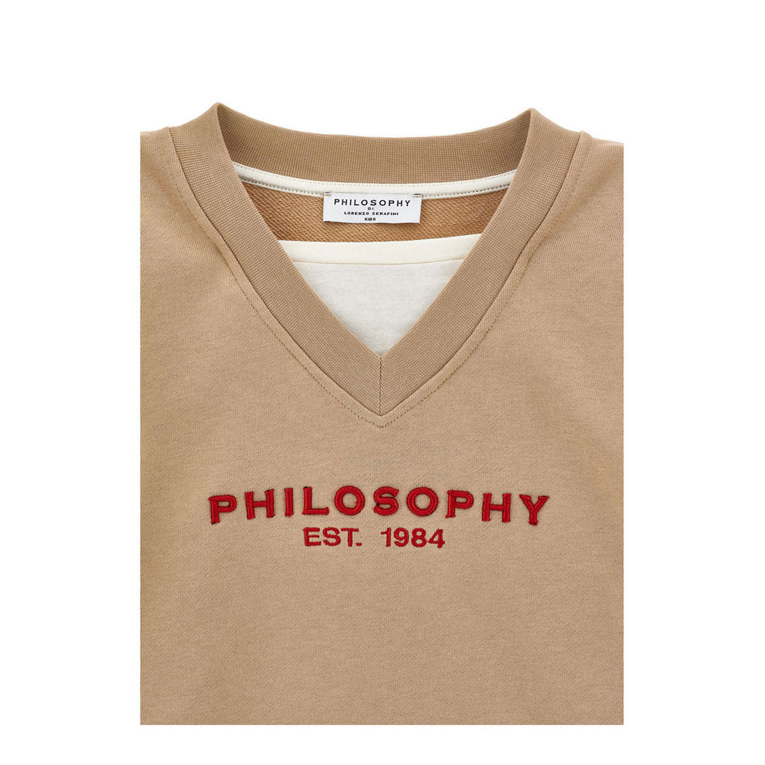 Philosophy Beige V-Neck Logo Sweatshirt