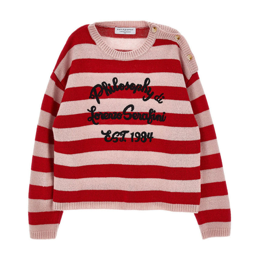Philosophy Red/Pink Stripe Logo Sweater