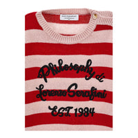 Philosophy Red/Pink Stripe Logo Sweater