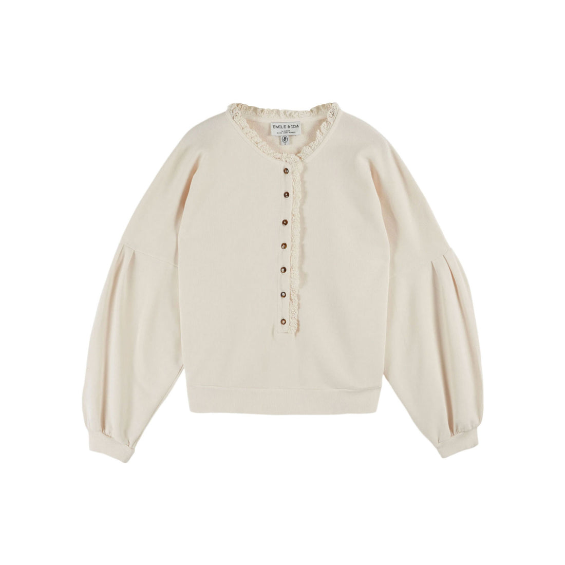 Emile et Ida Cream Embroidery Women Sweatshirt