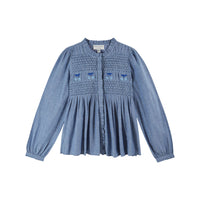 Emile et Ida Chambray Smocked Women Blouse