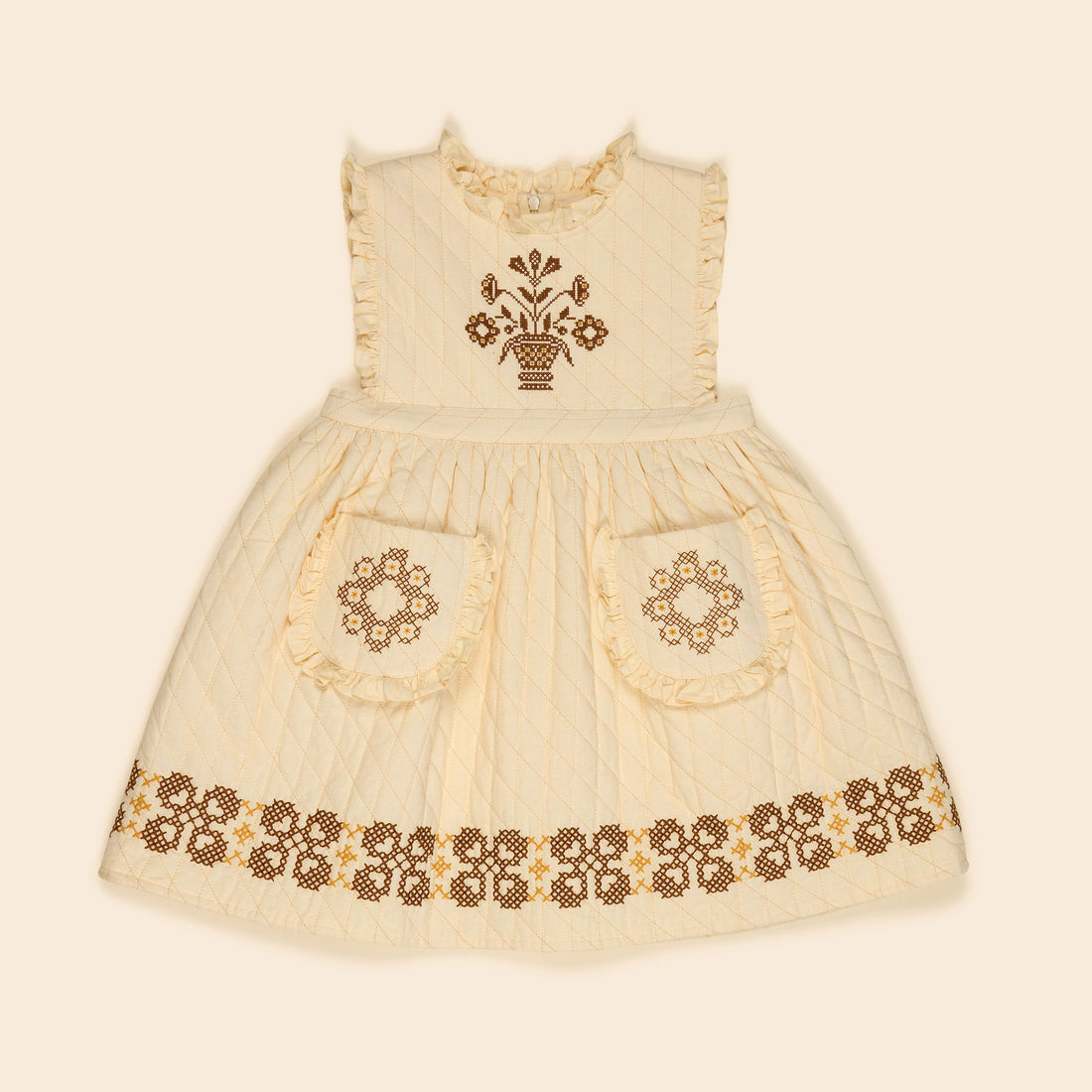 Apolina  Cream Ida Quilted Dress