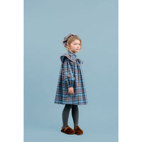 Paade Mode  Blue Willow Ruffled Stand-up Collar Dress