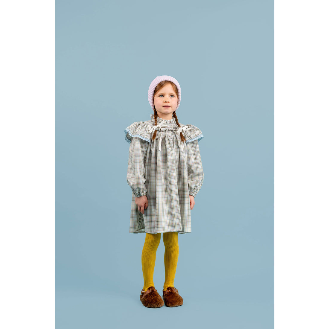 Paade Mode  White Heather Ruffled Stand-up Collar Dress