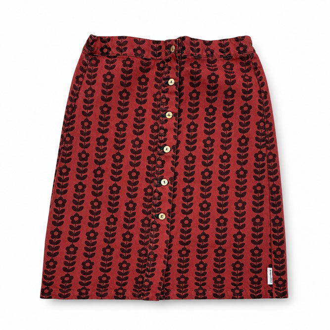 Piupiuchick Bordeaux / Black Flowers Knee-Length Skirt
