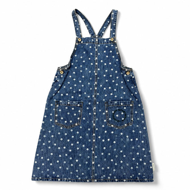 Piupiuchick Washed Navy Denim Stars Knee-Length Dress