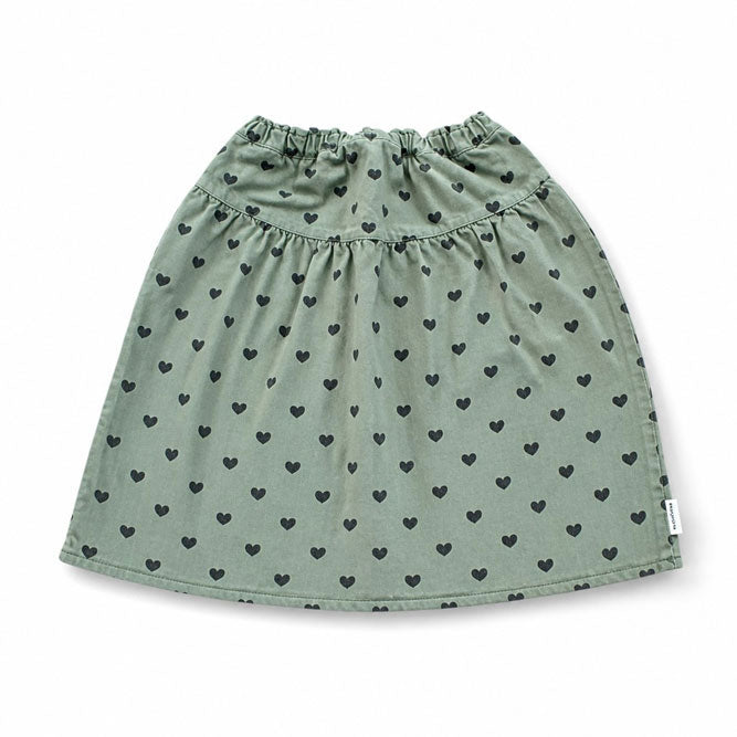Piupiuchick Green / Black Hearts Knee-Length Skirt