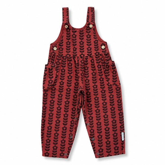 Piupiuchick Bordeaux / Black Flowers Dungarees