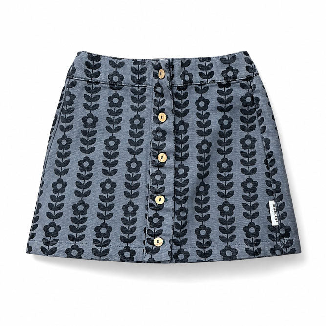 Piupiuchick Grey / Black Flowers Short Skirt