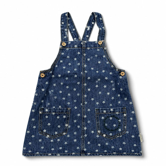 Piupiuchick Washed Navy Denim Stars Short Dress