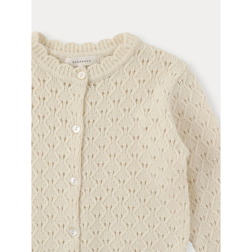 Bene Bene Ivory Adela Eyelet Knit Cardigan