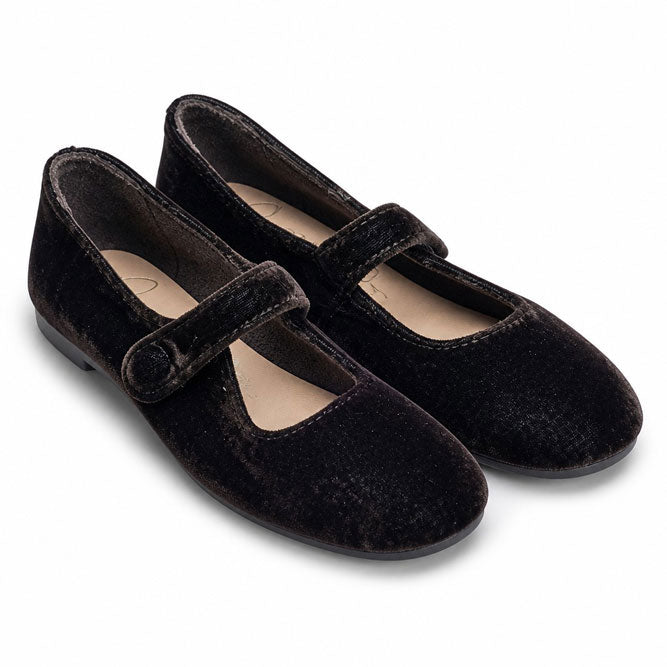 Papanatas Brown Velvet Old School Mary Jane