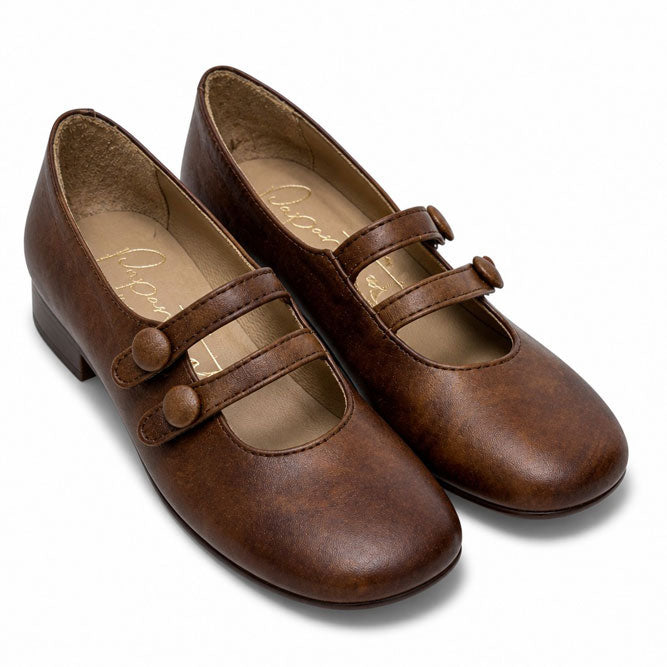 Papanatas   Brown Double Strap Mary Jane