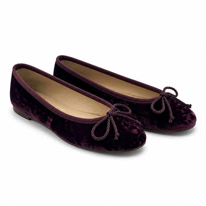 Papanatas  Burgundy Velvet Ballet Flat