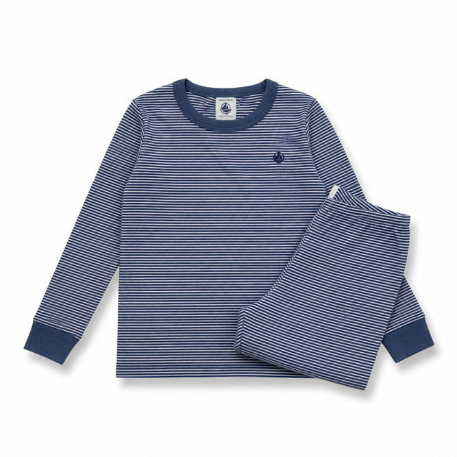 Petit Bateau Blue/White Stripe Pajamas