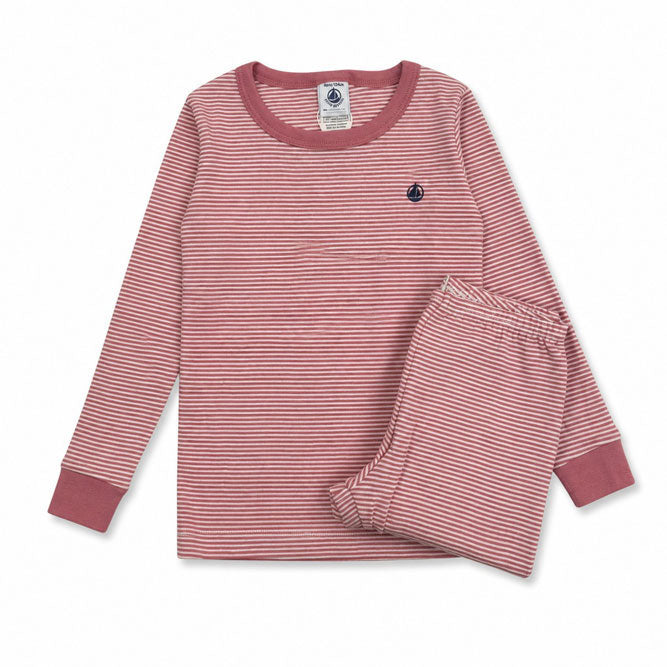 Petit Bateau Pink/White Stripe Pajamas