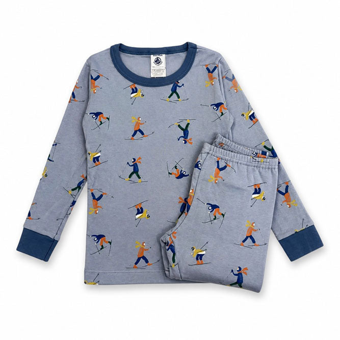 Petit Bateau Blue Ski Printed Pajamas