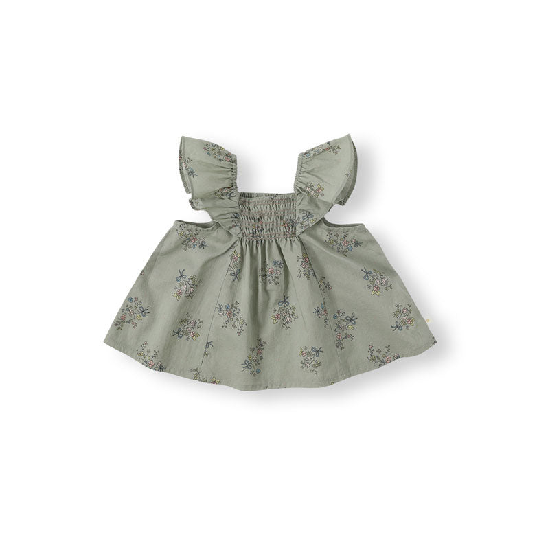 Bene Bene Khaki Baby Camille Smocking Frill Blouse