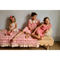 Bonjour Rosa Bloom Print Denim Tunique With Collar & Hairclip