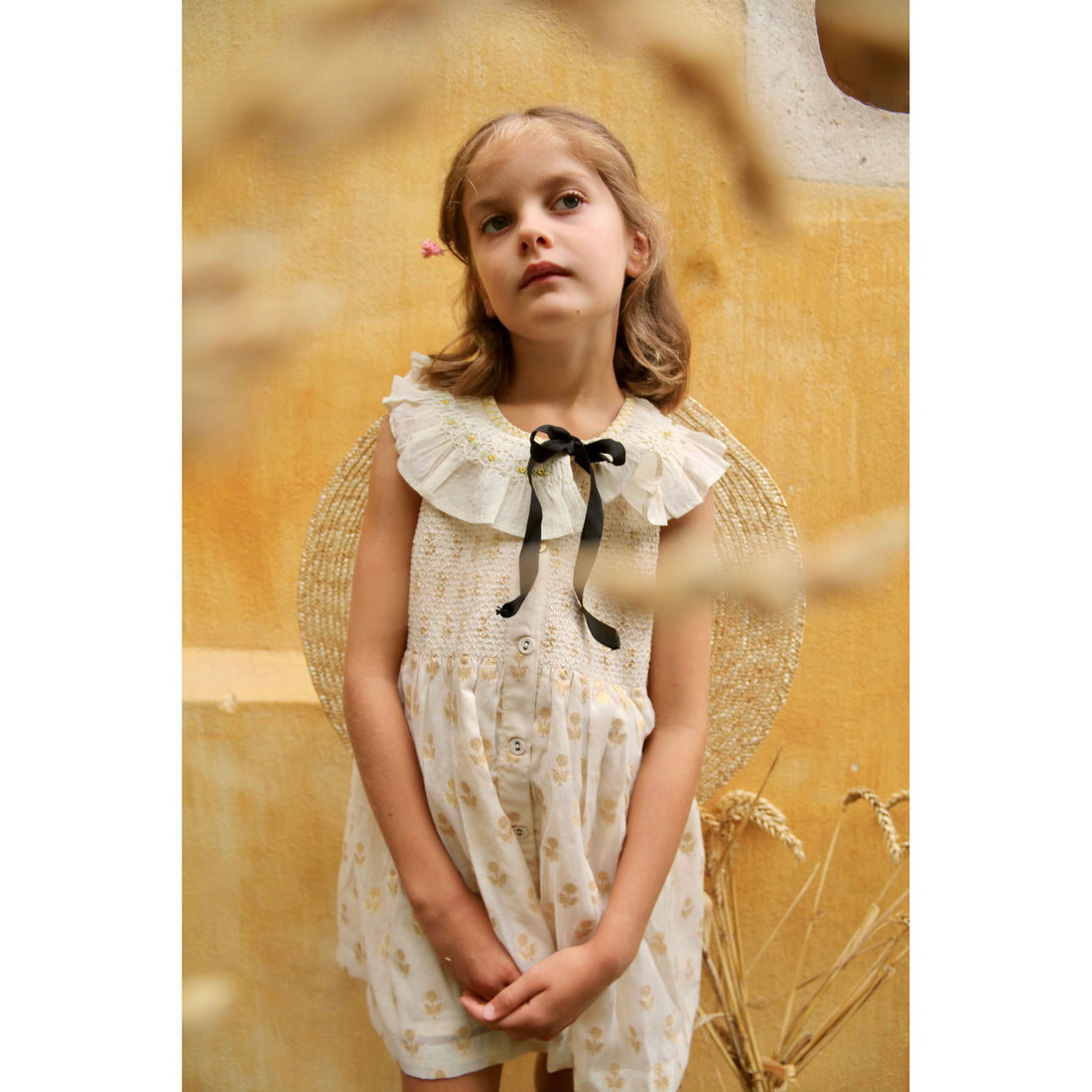 Bonjour Ecru Chanderi Ibiza Top + Hairclip