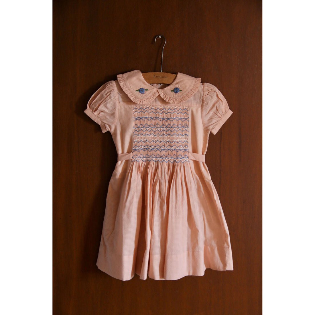 Bonjour Pink Check Handsmock Dress