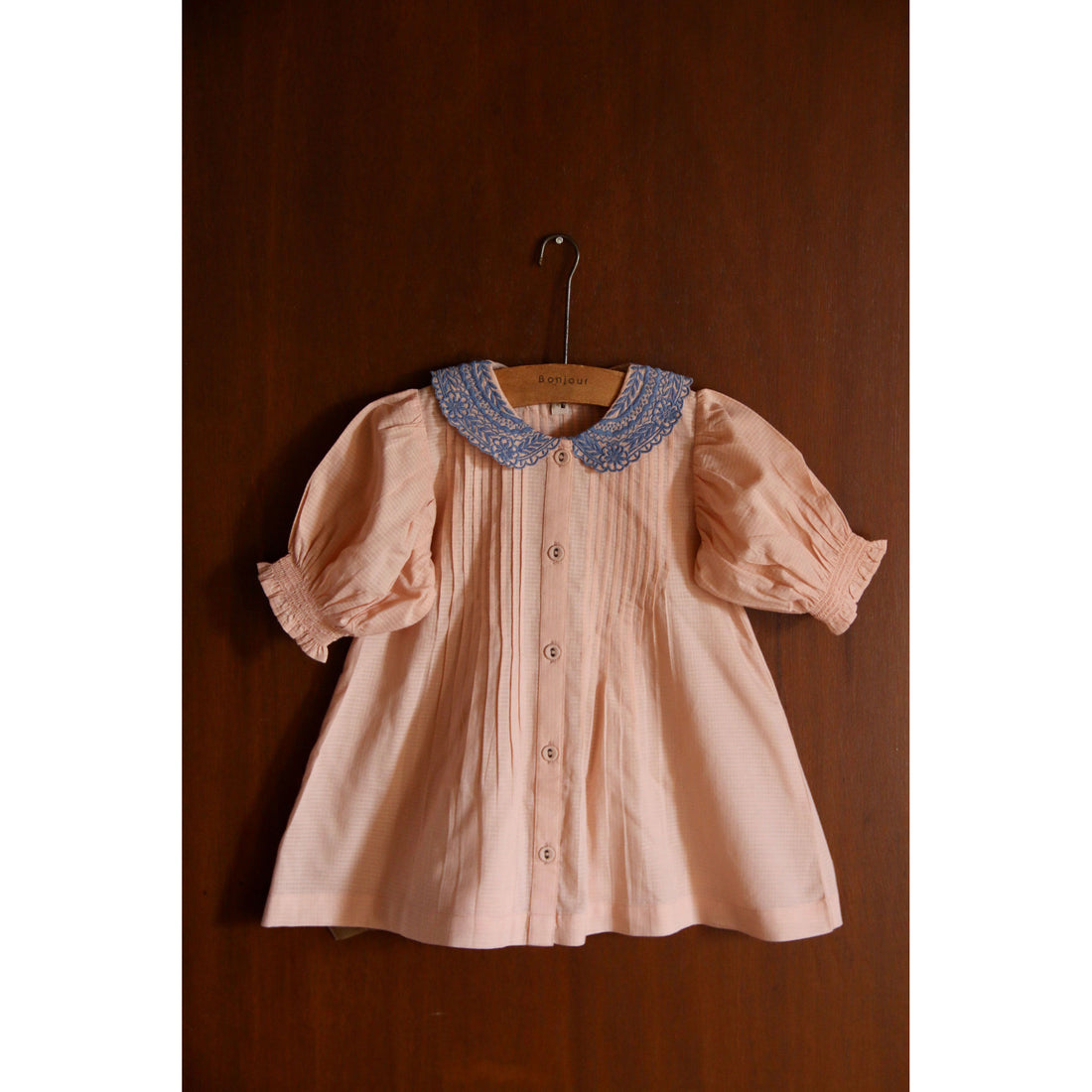 Bonjour Pink Check Voile Long Blouse