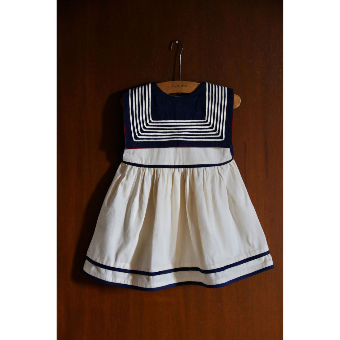 Bonjour Ivory Solid Denim Sailor Dress