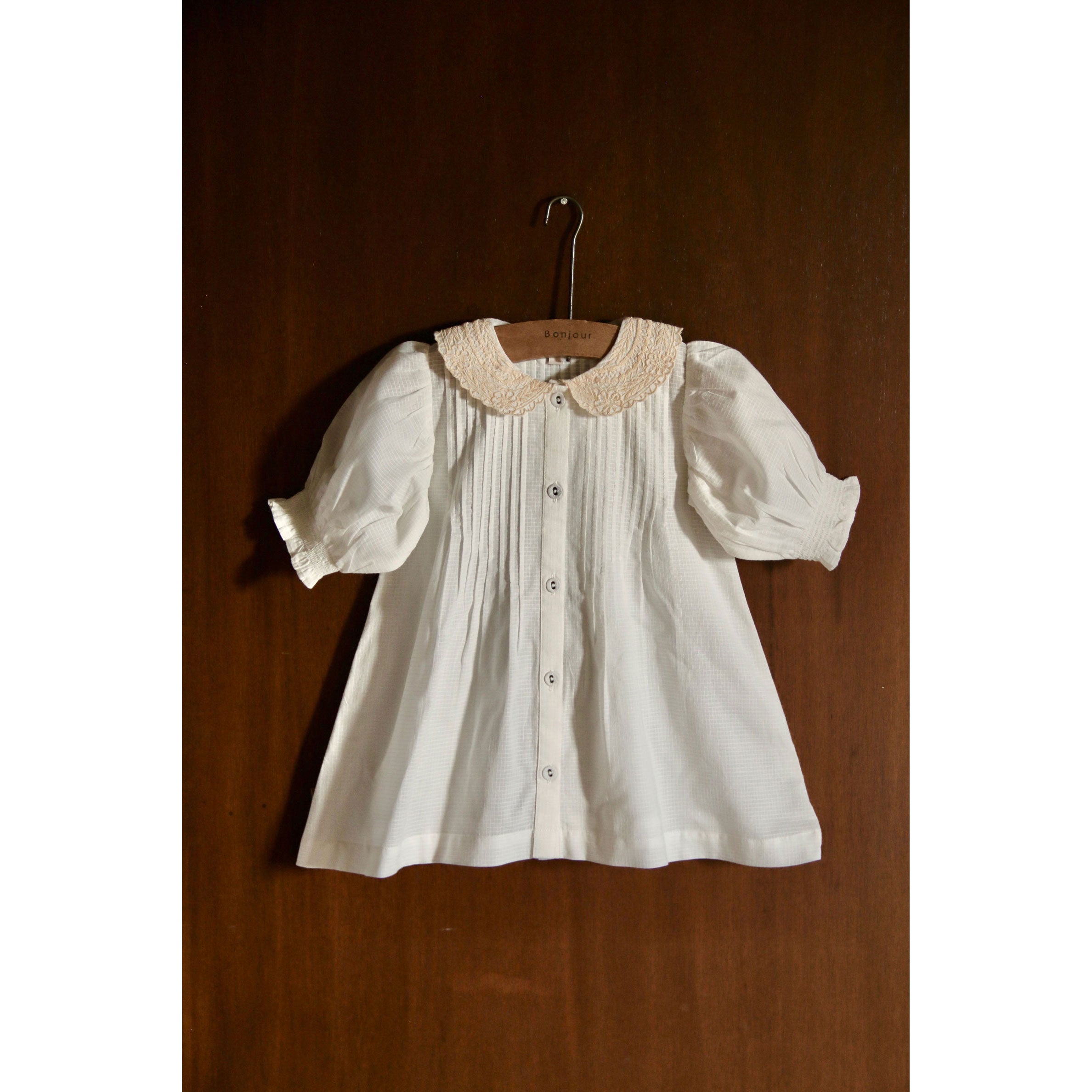 Bonjour Natural Check Voile Long Blouse – Ladida