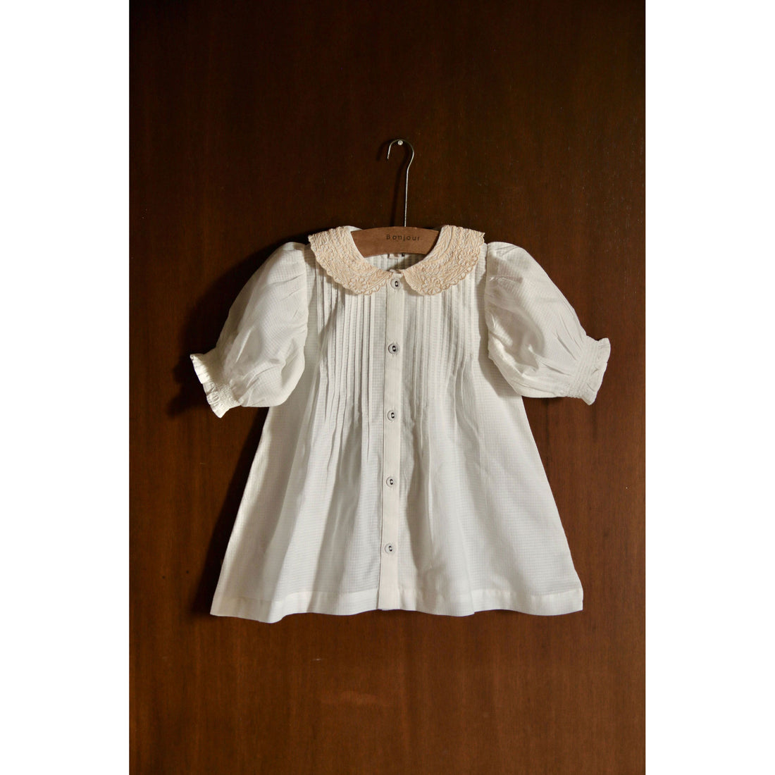Bonjour Natural Check Voile Long Blouse