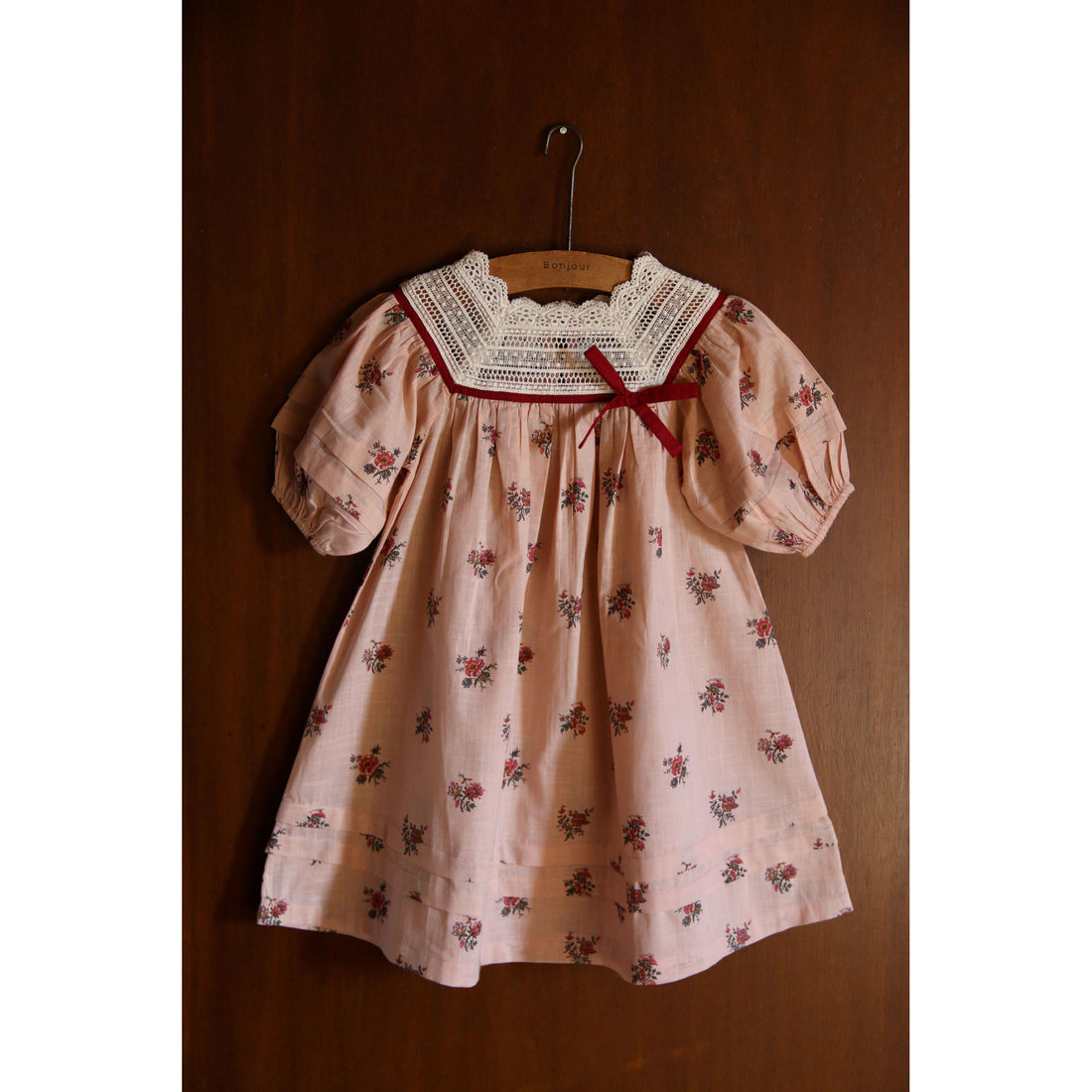 Bonjour Pink Garden Flowers Print Princess Dress